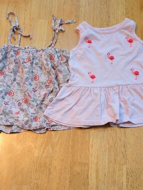 Falls Creek Girls' Light Pink Flamingo Peplum Tank Top